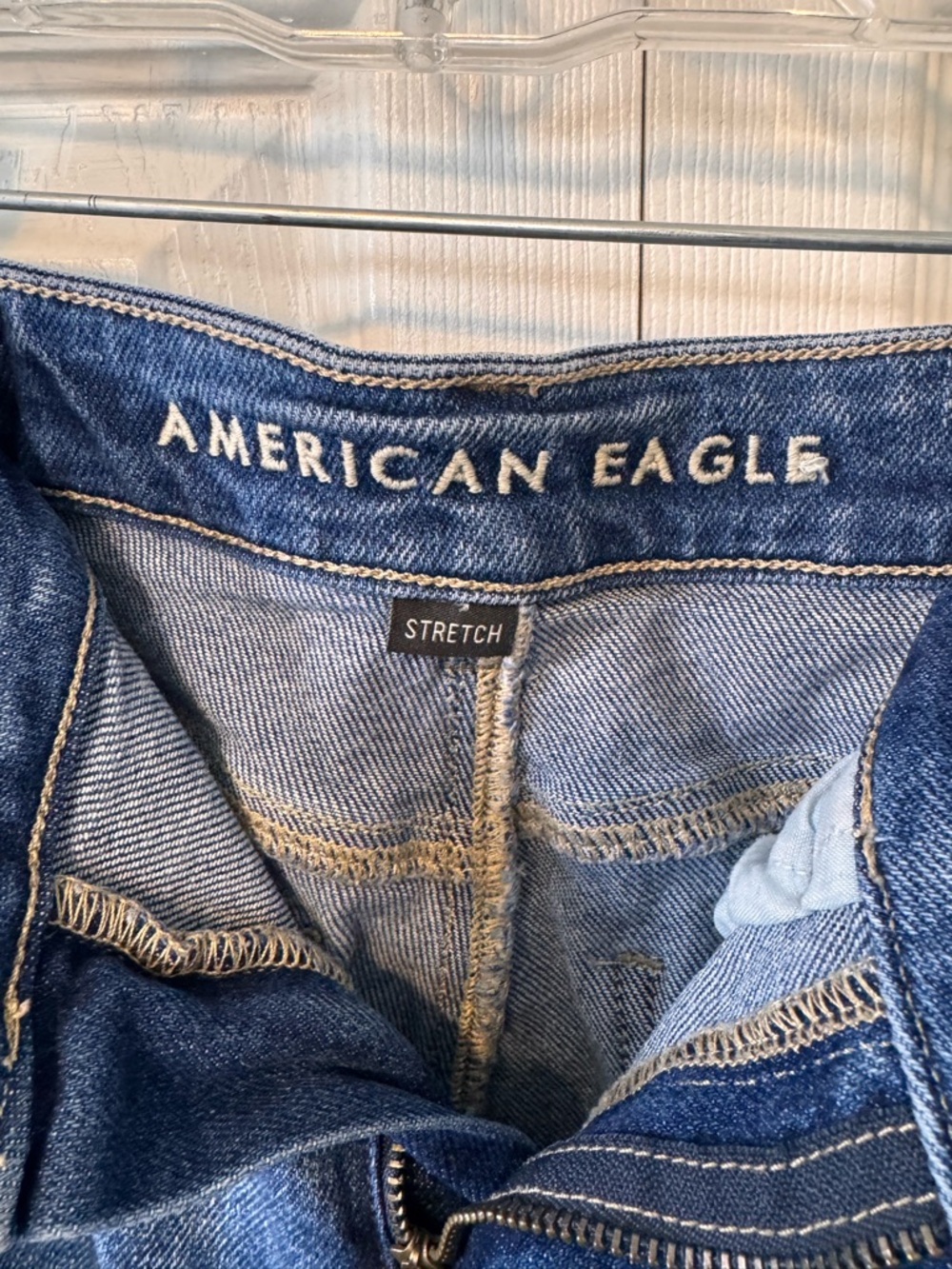 American Eagle Dark Blue Distressed Stretched Jeans Size 00 Regular - Picture 4 of 12